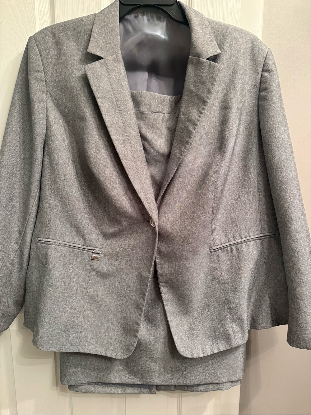 Classic Gray Women's Tailored Blazer and Skirt Set